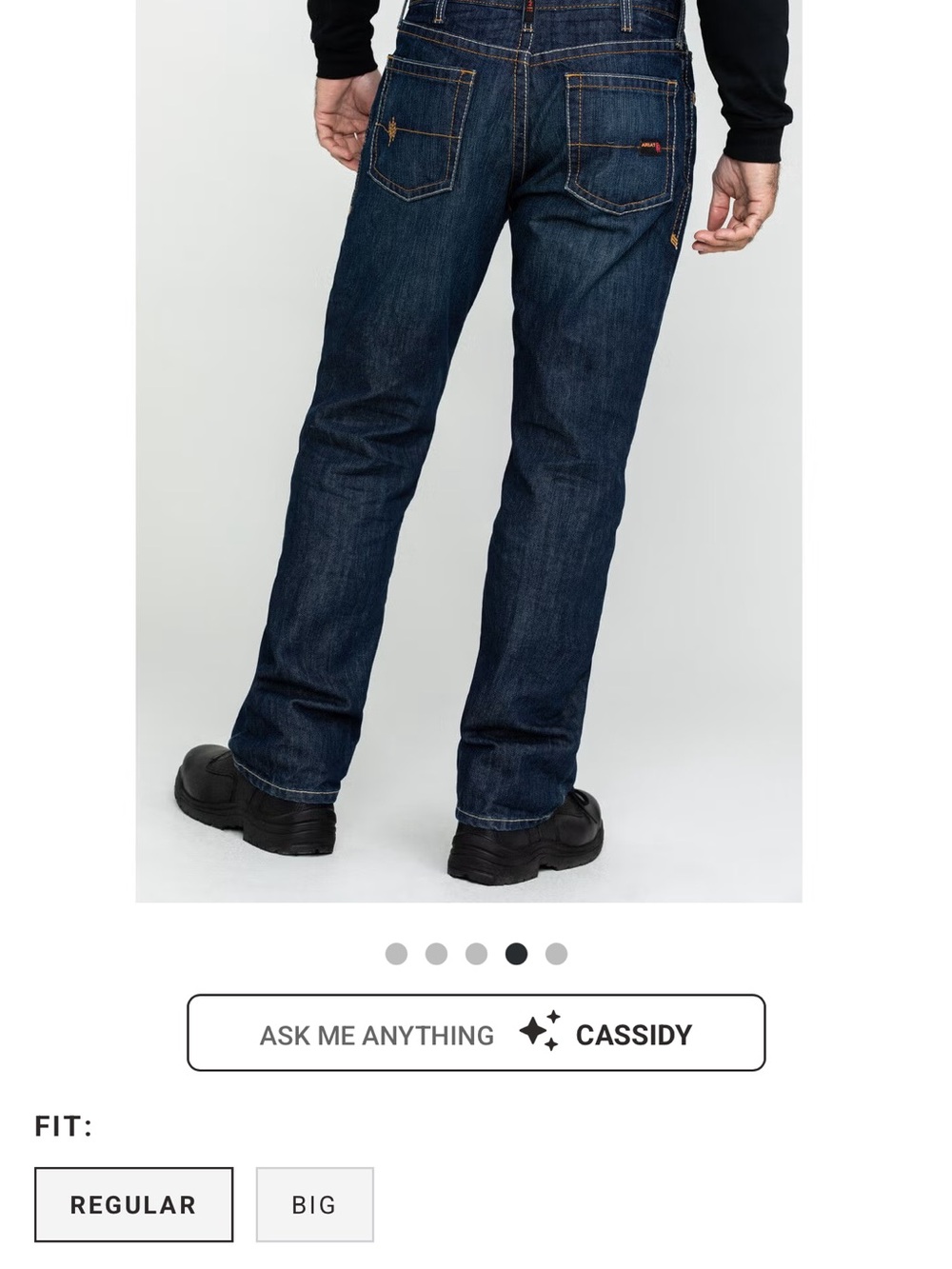 Ariat FR 40x30 Work Men's Indigo Straight Jeans